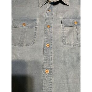 2 Red Head Brand Co Mens short sleeve Button Shirt Blue Chambray Workwear Size L